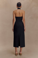 Simona Halter Neck Midi Dress - Black