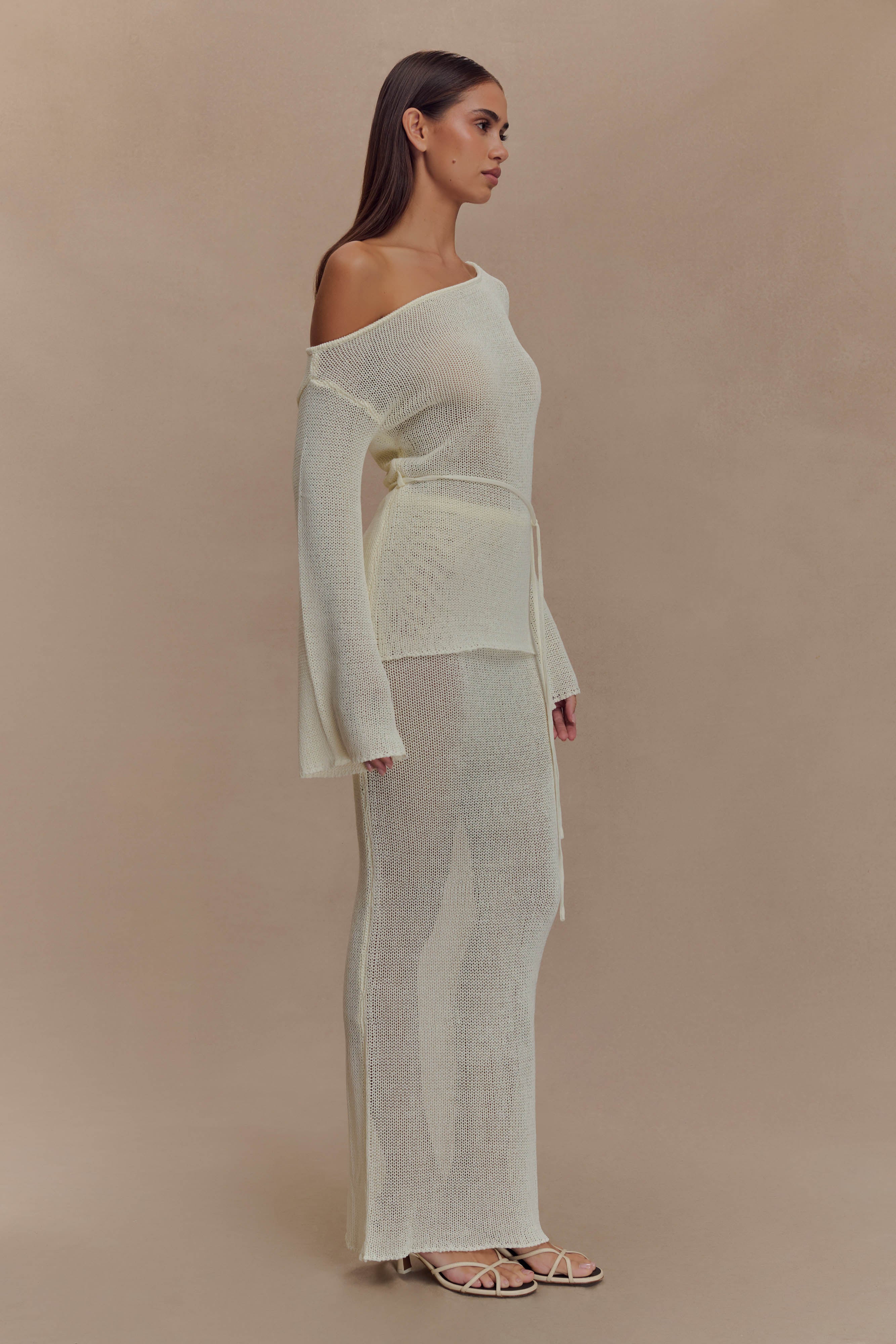 Reagan Off Shoulder Knit Top - White